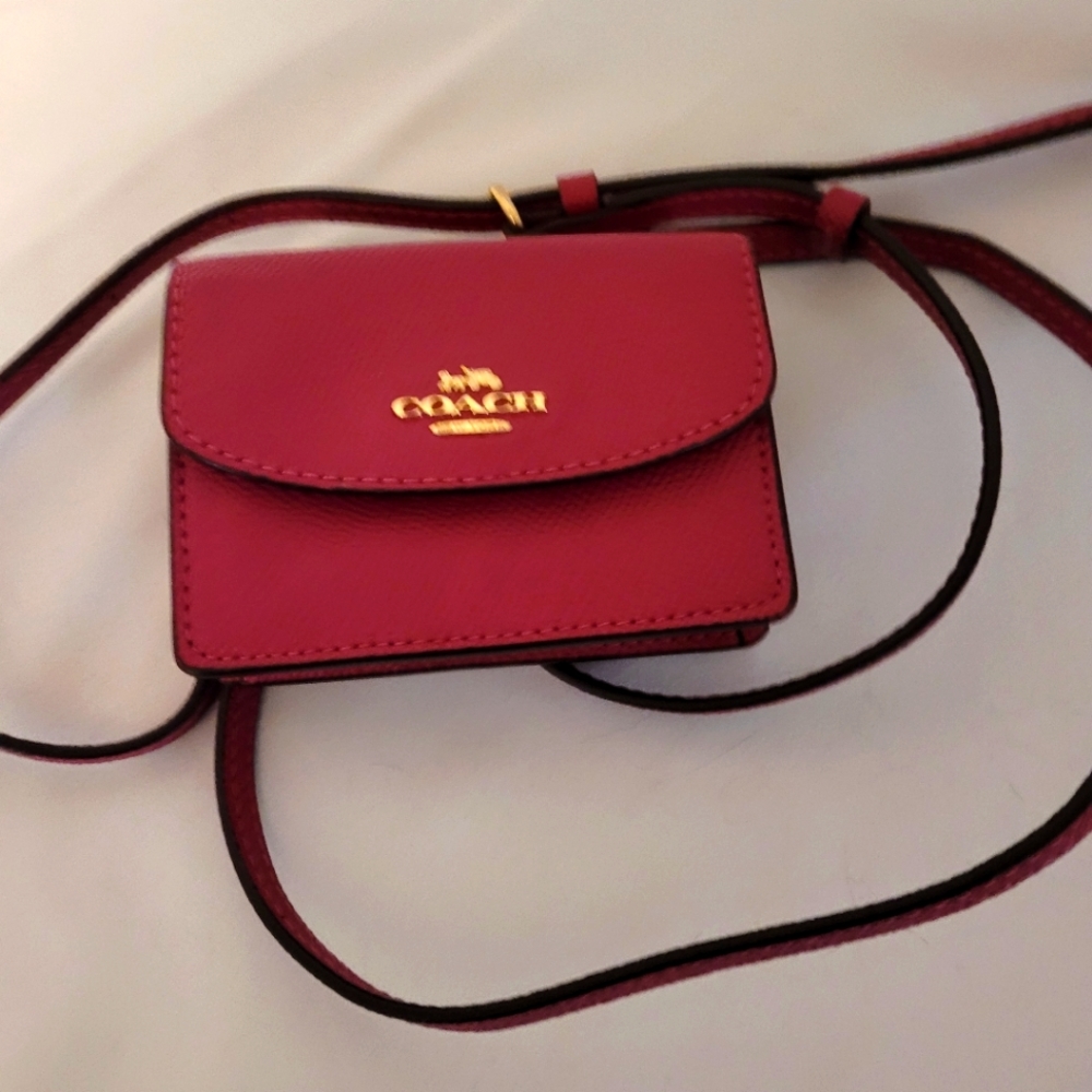 Coach Flap Card Case with lanyard